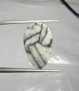 Cabochon de Jaspe Pinolithe Naturel, Pierre Précieuse en Cristal pour Création de Bijoux, Fourniture de Pierres de Guérison, Blanc et Noir - Product Image 4