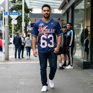 เสื้อบาสเก็ตบอลนิวซีแลนด์ แบบยูนิเซ็กซ์ คอวี แขนสั้น พิมพ์ลายแบบซับลิเมชั่น ระบายอากาศได้ดี ผ้าโพลีเอสเตอร์ตาข่าย ทรงปกติ - Product Image 2