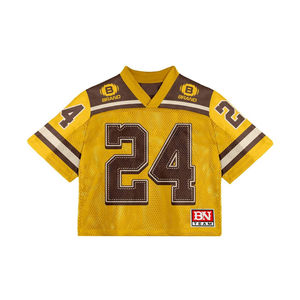 Maillot de football streetwear personnalisé avec impression par sublimation, logo brodé et empiècements en mesh, unisexe, style américain - Product Image 3