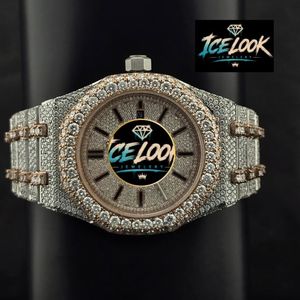 Reloj de Lujo para Hombre ICELOOK, Caja de Acero Inoxidable de 41 mm, Cristal de Zafiro, Movimiento de Cuarzo Analógico, Esfera con Diamantes de Imitación, Visualización de Fecha - Product Image 5