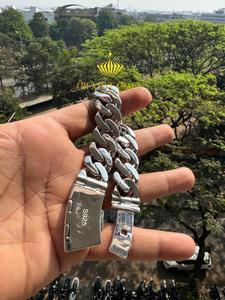 Pulsera de Cadena Cubana de Plata 925 con Moissanita Blanca Redonda de Corte Brillante de 18mm para Hombre, Joyería Hip Hop para Fiestas y Amigos - Product Image 5