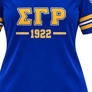Camiseta de Hockey para Mujer, Negra, con Letras Griegas Sigma Gamma Rho, Cuello en V, Manga Corta, Uniforme Deportivo para Equipo de Hermandad - Product Image 6
