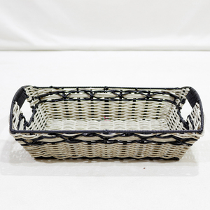 Rectangular Wicker <b>Storage</b> <b>Tray</b> with Handles for Table Organization Minimalist Design - Product Image 1