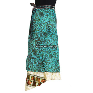 Exclusive Indian Silk Sari Skirt 100 <b>Ways</b> to Style - Silk Wrap Around Skirt Dress Silk Wrap Around Skirts Brazil Mexico Cover <b>up</b> - Product Image 4