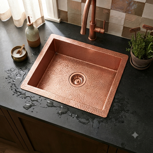 Handcrafted Hammered Copper <b>Kitchen</b> Sink Single Bowl Farmhouse <b>Apron</b> Front with Drain Flange Undermount OEM Wholesale - Product Image 3