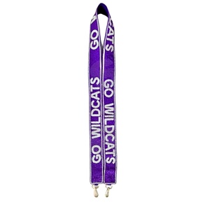 GO WILDCATS Sangles de sac en perles de rocaille violettes personnalisées en or blanc 'Hook Em Horns' Accessoire tendance Sangle de sac à main perlée - Product Image 1