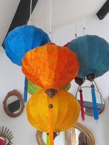 Silk Lanterns With Elegant <b>Bamboo</b> Frame For Lantern Ceiling Lamp Installation At Restaurants In Vietnam - Product Image 4