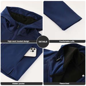 Veste à capuche doublée en polaire pour homme Coupe-vent Imperméable Coupe ajustée Veste de sport pour la course à pied, le cyclisme et l'entraînement - Product Image 3