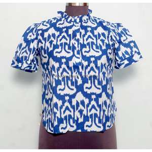 Vestido Mini de Manga Corta con Botones, 100% Algodón Puro, Hecho a Mano, Diseño de Cuello Redondo, Holgado, Informal, Estampado Floral Natural, Transpirable - Product Image 1