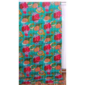 Colcha Kantha Étnica Vintage Hecha a Mano en Rajastán, India, Colcha Kantha de Algodón Cosida a Mano, Colcha de Retazos para Hotel - Product Image 3