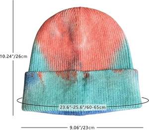 Bonnet d'hiver chaud en tricot pour femme, style mode tie-dye, en fourrure de lapin longue et pelucheuse, avec lettres en relief sur le dessus - Product Image 3