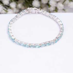 Genuine Apatite <b>Bracelet</b> 925 Sterling <b>Silver</b> Blue Gemstone Handmade Elegant Jewelry Gift For Women - Product Image 3