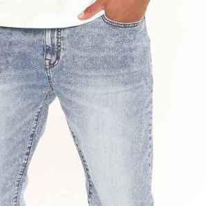 Jeans droits brodés personnalisés 100 % haute qualité pour hommes – Pantalon en denim délavé uni tendance pour le streetwear - Product Image 3