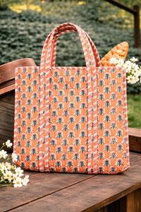 Bolsa de Mano de Algodón Estampada a Mano, Bolsa de Mano de Algodón Hecha a Mano en India, Bolsa de Mano para Mujer, Bolsa de Hombro Acolchada Estampada a Mano - Product Image 4