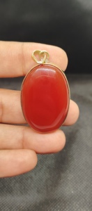 Colgante de Cornalina Roja Ovalada Natural al por Mayor, Joyería Artesanal de Declaración con Ónix Chapado en Oro, Estilo Tribal Robusto - Product Image 5