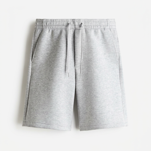 Pantalones cortos tipo Bermuda de algodón de color sólido para hombre con cintura con cordón, estilo casual, color gris. - Product Image 4