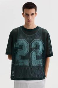 เสื้อยืดตาข่ายระบายอากาศสำหรับออกกำลังกายกลางแจ้ง ทรงหลวม โอเวอร์ไซส์ แต่งขาดๆ ซีทรู สำหรับผู้ชาย คอกลม เสื้อยืดตาข่ายฤดูร้อน - Product Image 6