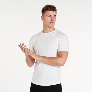 Camiseta Básica Elegante para Hombre, Ajustada, con Logotipo Personalizado, 100% Algodón Pesado, Cuello Redondo, Manga Corta, Tejido de Punto, OEM, Sólida, 200g - Product Image 1