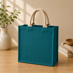 Sac fourre-tout en toile de jute personnalisé, écologique, réutilisable, sac de courses, sac fourre-tout en mélange de jute et de coton de qualité supérieure, 32x30x14cm - Product Image 6