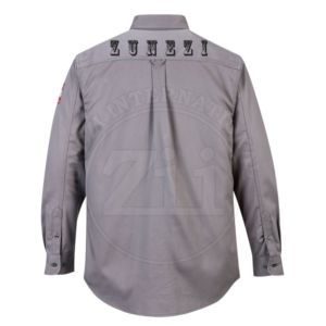 Chemise de travail à manches longues ZUNEZI grise, vêtements de sécurité pour hommes avec logo au dos et patch sur le bras - Product Image 5