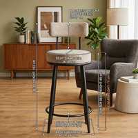 Tabouret de bar industriel réglable avec dossier, chaise moderne en daim beige pour hôtel, atelier, usage commercial extérieur