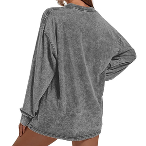 เสื้อสเวตเชิ้ตผู้หญิงสำหรับฤดูใบไม้ร่วงและฤดูหนาว ดีไซน์ใหม่ ทรงหลวม คอกลม โอเวอร์ไซส์ ผ้าฝ้าย 100% ยาวพิเศษ โลโก้ด้านหน้า สไตล์ลำลอง - Product Image 3