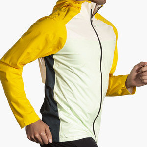 Chaqueta de running ecológica de tela reciclada para hombre, ropa deportiva sostenible, transpirable, cortavientos para correr, blanca y amarilla - Product Image 4