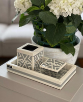 Portavelas de Madera con Incrustaciones de Hueso Artesanal, Soporte para Bakhoor, Adorno Decorativo Hecho a Mano, Elegante Set de Regalo con Impresión UV