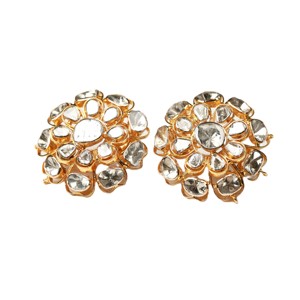 Boucles d'oreilles clous en or massif 10K 14K 18K, collection la plus récente, faites à la main, avec diamants Polki de laboratoire, couleur DEF, clarté VS VVS, vente en gros - Product Image 1