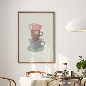 ศิลปะตกแต่งผนังวันหยุด, โปสเตอร์ภาพประกอบแก้วกาแฟซ้อนกัน, การตกแต่งผนังห้องครัวแสนอบอุ่น - Product Image 3