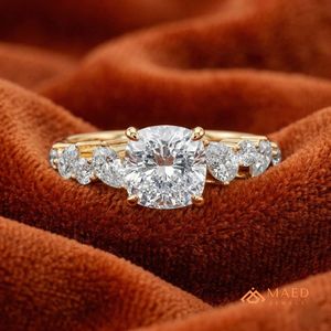 Gold Plated Silver Radiant Cut Moissanite Engagement <b>Ring</b> Wide Band Prong Setting Luxury Bridal Jewelry Gift for Women - Product Image 4