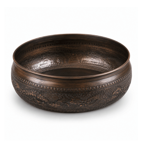 Handcrafted Embossed Copper Vessel Wash <b>Basin</b> <b>Round</b> Luxury Countertop Bathroom Sink Antique Designer <b>Basin</b> for Home Hotel Villa - Product Image 1
