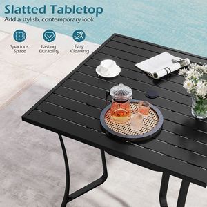 Tavolo da Pranzo Quadrato in Metallo da Esterno da 36 Pollici con Foro per Ombrellone per 4 Persone, Arredamento da Patio - Product Image 5