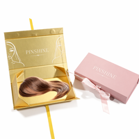 Boîte Cadeau Pliable de Luxe Rigide Rose Mat Doré avec Ruban Intérieur pour Extensions de Cheveux Naturels, Personnalisable avec Logo, Prix Usine