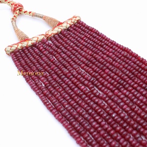 Perles de pierres précieuses en rubis rouge naturel facettées en forme de rondelle, 9 rangs, non traitées, non chauffées, pour la création de bijoux. - Product Image 5