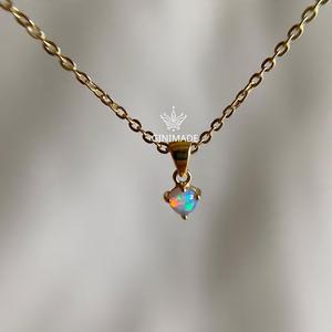 Delicado Colgante de Piedra natal de octubre, joyería de oro minimalista, collar de ópalo pequeño, collares colgantes finos para regalo de cumpleaños de dama de honor - Product Image 2