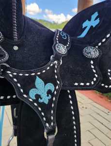 Silla de montar Western de cuero con cristales para espectáculos ecuestres, Silla de montar para carreras de caballos de trail, Silla de montar personalizada para caballos - Product Image 3