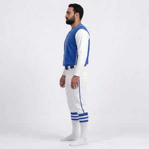 ชุดเบสบอลชาย เสื้อเจอร์ซีย์สีพื้น กางเกงขายาว แขนครึ่งตัว ระบายอากาศ ป้องกันแบคทีเรีย คอวี ปรับแต่งได้ ใส่ได้ทุกฤดู - Product Image 3