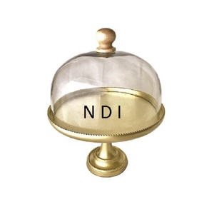 Support de gâteau de service de fête de mariage avec la forme ronde avec le décor de couverture de dôme en verre pour la fête d'anniversaire support décoratif de gâteau en bois - Product Image 5