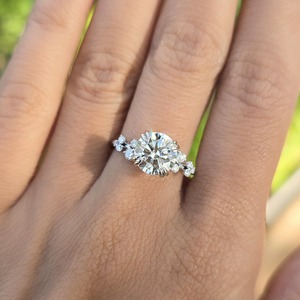 Women's 18KT <b>Solid</b> Gold Plated Lab Grown Diamond Cluster Ring Prong Setting Trendy Floral Design IGI Certified Romantic Ring - Product Image 3