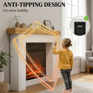 Caminetto Elettrico Moderno Autoportante con Design in Legno Naturale - Product Image 4