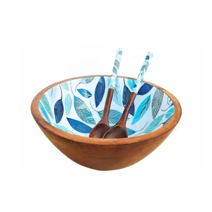 Bol de service Iftar en bois de manguier imprimé de luxe, bol en bois imprimé émaillé - Product Image 2