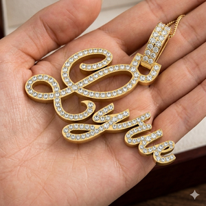 Personalized Custom Iced Cursive <b>Initial</b> Letter Name Pendants Hip Hop 925 <b>Silver</b> Rhodium Plated Natural Diamond Fine <b>Necklaces</b> - Product Image 5