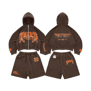 Ensemble sweat à capuche et short pour homme – Premium, léger, respirant, en mélange de coton – Survêtement complet - Product Image 3