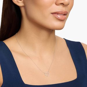 จี้เพชรรูปหัวใจแบบเปิดทำจากทองคำขาว 14K พร้อมสร้อยคอ - Product Image 2