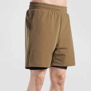 Pantalones Cortos Deportivos Casuales para Hombre, de Color Sólido, Secado Rápido, Cintura Elástica, Largo Medio, Marrón, Poliéster - Product Image 2
