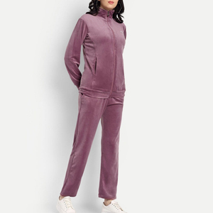 Survêtement en velours pour femme avec logo personnalisé, ensemble de jogging en velours, tenue de sport en velours - Product Image 4