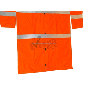 High Visibility Safety Jacket Orange Reflective <b>Strips</b> Waterproof Long Raincoat for Outdoor Work Traffic Safety - Product Image 3