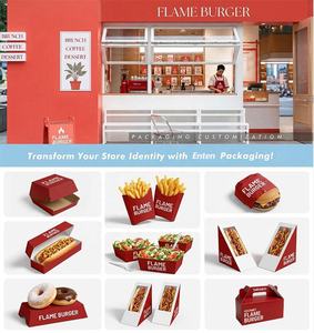 Cajas de Comida Personalizadas con Combinación de Colores, Caja Deslizante para Hamburguesas y Papas Fritas, Envase para Llevar, Caja Plana con Asa - Product Image 6
