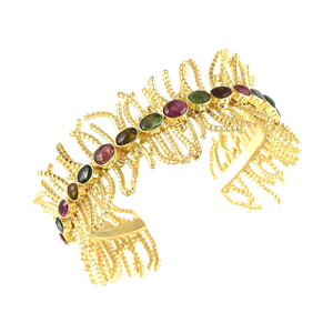 Latest Design 92.5 Sterling <b>Silver</b> Gold Plated Tourmaline Bracelet <b>for</b> <b>Women</b> Engagement Wedding Party - Product Image 1